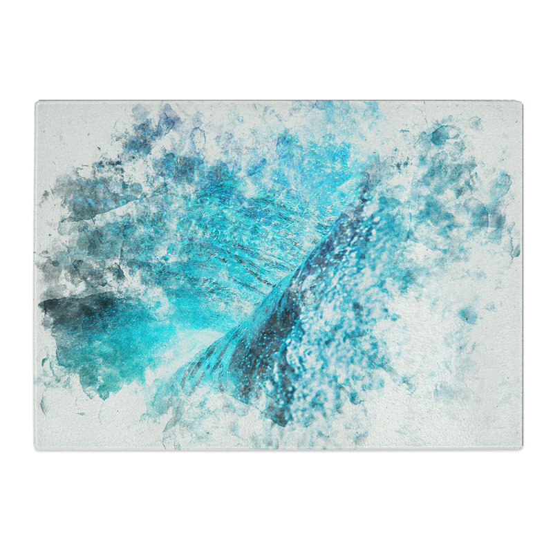 Tempered Glass Beautiful Wave Chopping Board, 28.5 cm x 39 cm