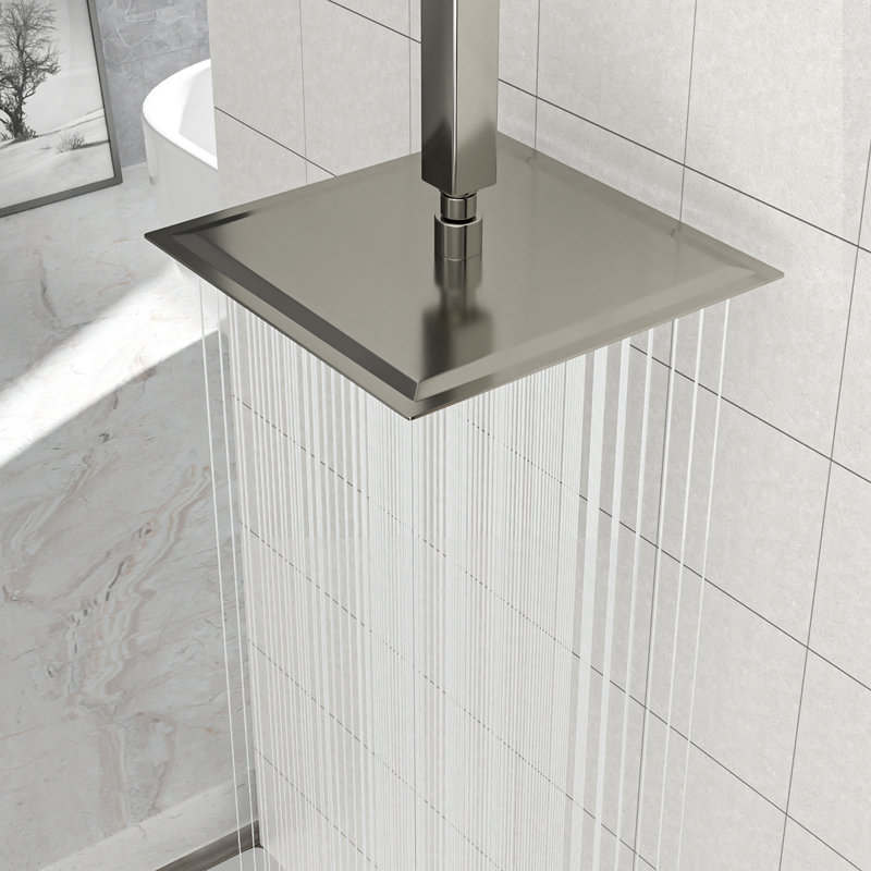 Pomme de douche à pluie carrée 10 po, fixation murale / plafond, Nickel brossé
