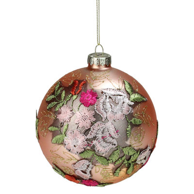 Ornement de Noël boule de verre rose