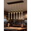 Modern 6-Light Rectangular LED Chandelier With Remote Control, Dimmable Lighting For Living Room Dining Room Entryway High Ceilings