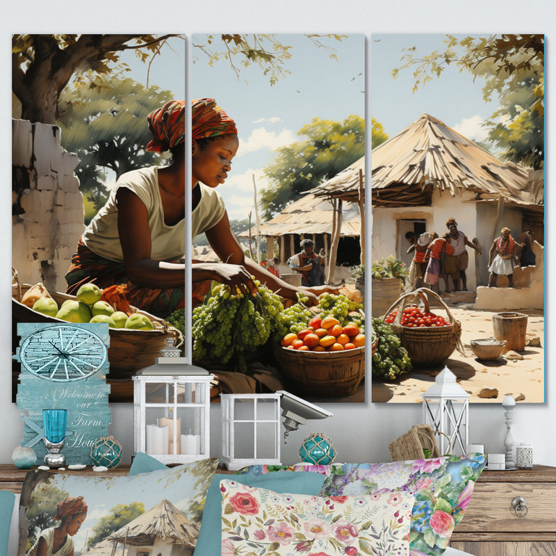 Cybil - Ensemble de décoration murale africaine, H 28 po x l 36 po x P 1 po
