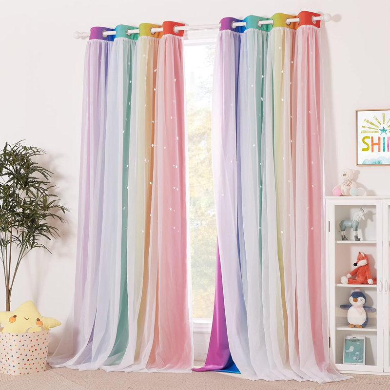  Rideau de rideau occultant Star, Rainbow-2, 52" W x 63" L