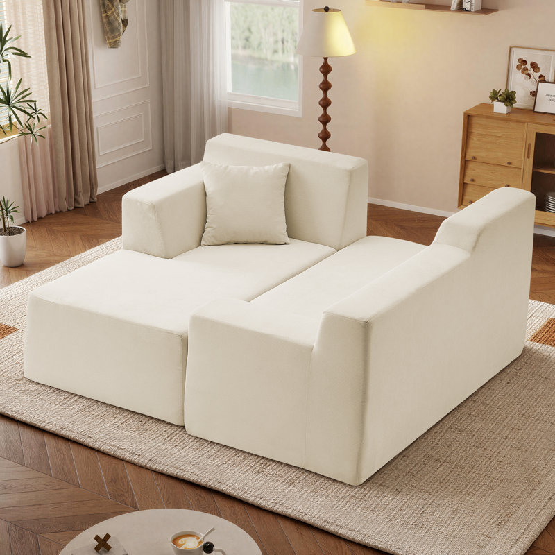 Canapé modulaire en forme de L de 96,5 po de style minimaliste sans assemblage requis Clithoe, Orienté à gauche (vu de face)