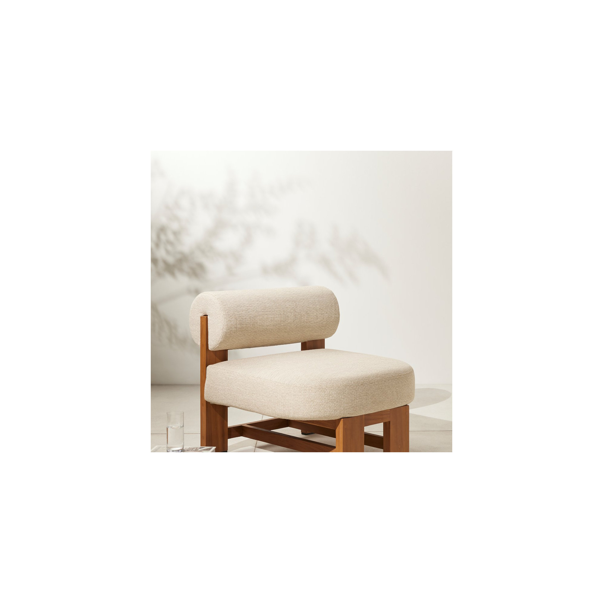 Teak Outdoor Armless Lounge Chair, Faye Sand, Natural