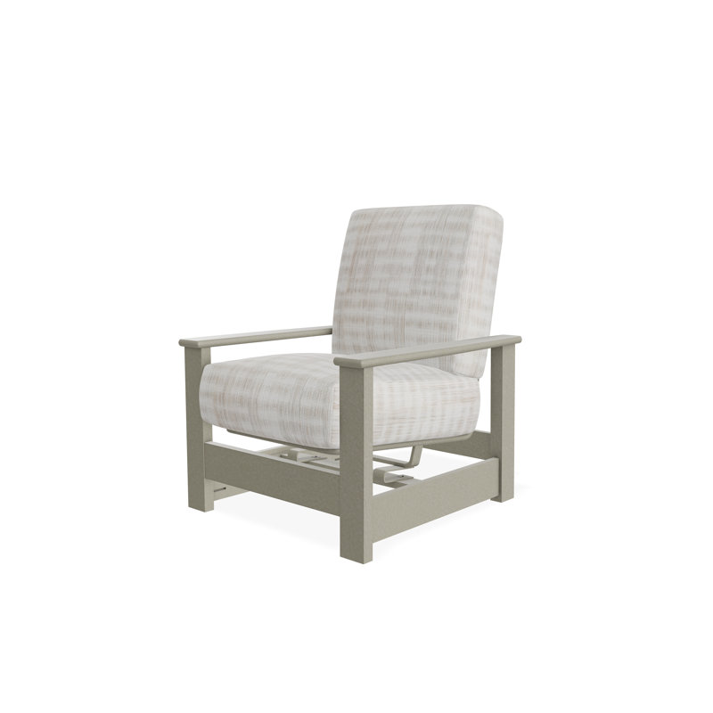 Leeward Marine Grade Polymer Deep Seating Cushion Arm Chair with Hidden Motion, Storm, Illusion Plaid Birch