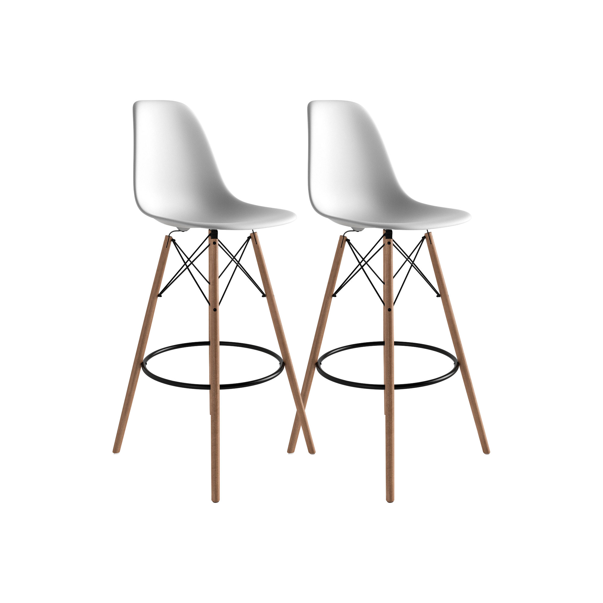 Jordan Bar & Counter Stool, Bar Stool (29.5" Seat Height), White/Natural