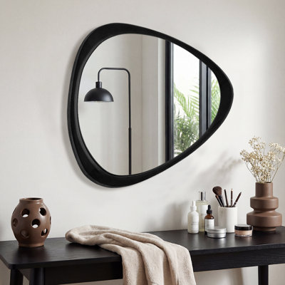 Asymmetrical Wood Framed Accent Wall Mirror