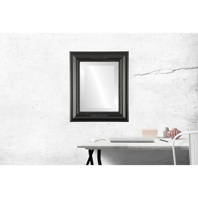 Miroir décoratif rectangulaire encadré Wisbech, H 21 po x l 17 po, Noir mat