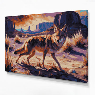 «Southwestern Animals Coyote 12», art mural sur toile mauve