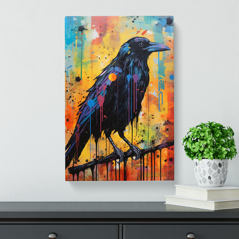 Crow Expressionism Art - No Frame Print, 50cm H x 35cm W x 3cm D