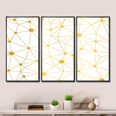 Golden Grid I - 3 pièces, reproduction sur toile encadrée