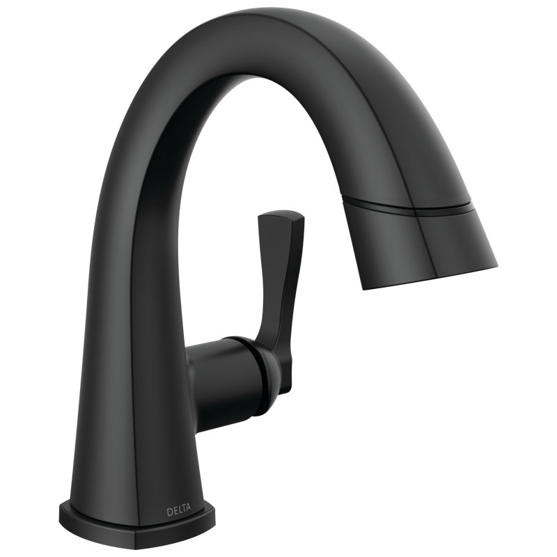 Stryke Single Hole Pull Out Sprayer Bathroom Faucet, Single Handle Bathroom Sink Faucet, Matte Black