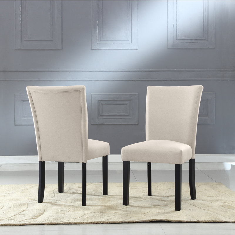 Myrtille 20'' H Linen Upholstered Side Chair, Beige, Black