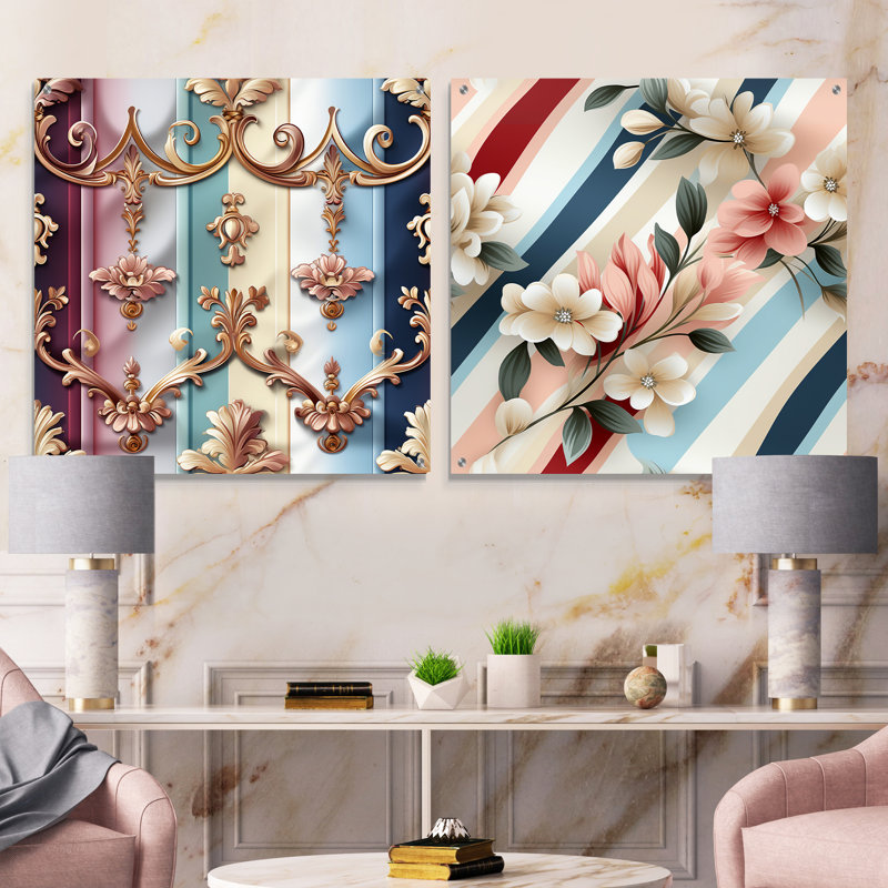 Jordan - Ensemble de 2 peintures murales abstraites en acrylique, H 36 po x l 73 po