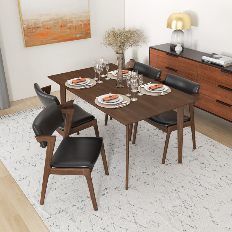 Kentaro Mid-Century Style 5 Piece Solid Wood Dining Set
