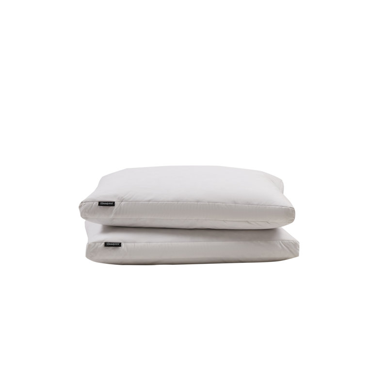 White Medium Firm Gusset Feather Down Pillows, Jumbo Size, Set of 2