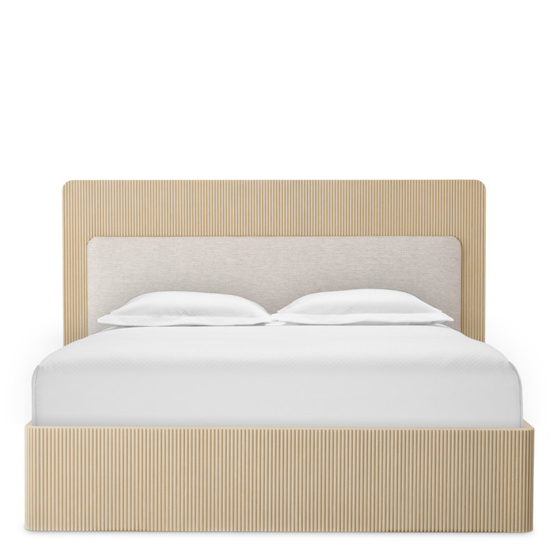 Dimitrios Upholstered Bed, Washed Oak/Durini Natural, Queen