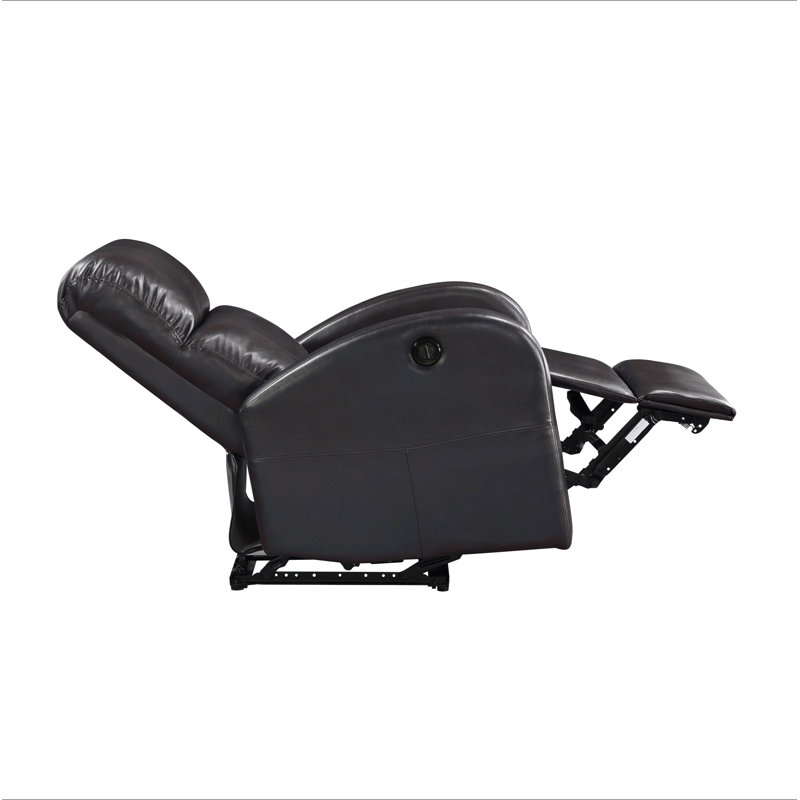Power Reclining Chair 1Pc Brown Faux Leather Upholstered Modern Contemporary Power Motion Reclining, Brown