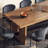 Brown+Black Rectangular Solid Wood+Iron Dining Table-2108727302