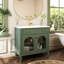Lavabo de salle de bain 36 po, verre, éclairage à capteur de mouvement intégré, meuble-lavabo à tiroir 35,6 po, style médiéval avec éclairage et tablettes réglables pour plus de flexibilité-131517551