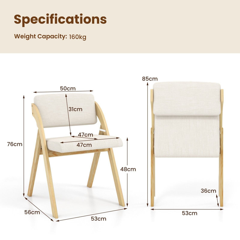 Set of 2 Dining Chairs Folding Kitchen Chair Modern Side Chair