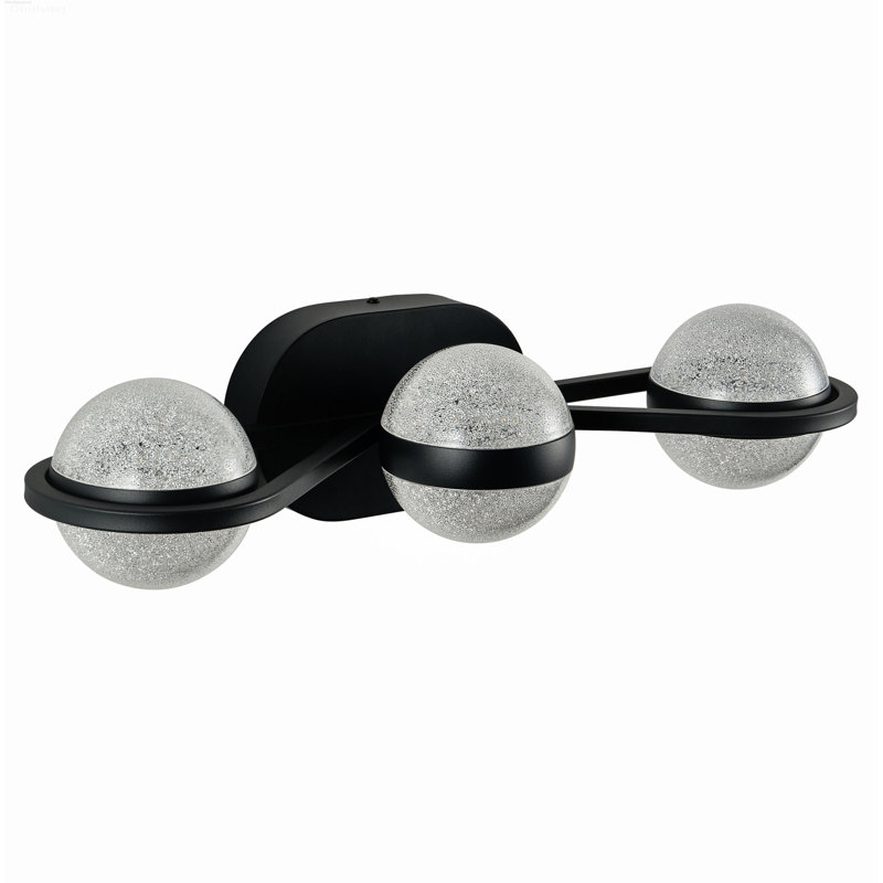 Luminaire de meuble-lavabo moderne à 3 lumières DEL doré avec abat-jour sable sable noir mat, H 4,7 po x l 21,1 po x P 6,7 po