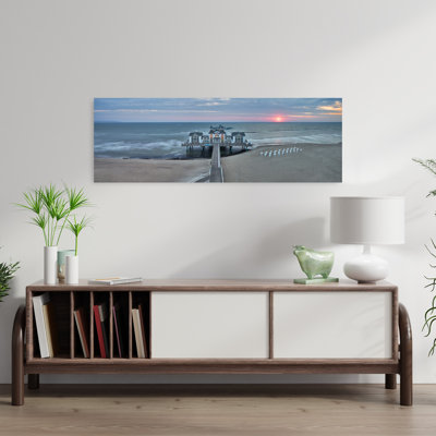 «Serene Pier Sunrise Peaceful Serene Tranquil Coastal», art mural