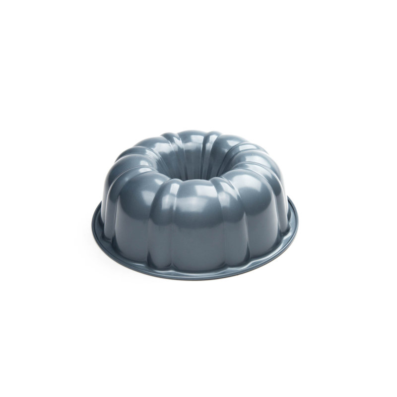 Gray Non-Stick Carbon Steel Fluted Bundt Pan