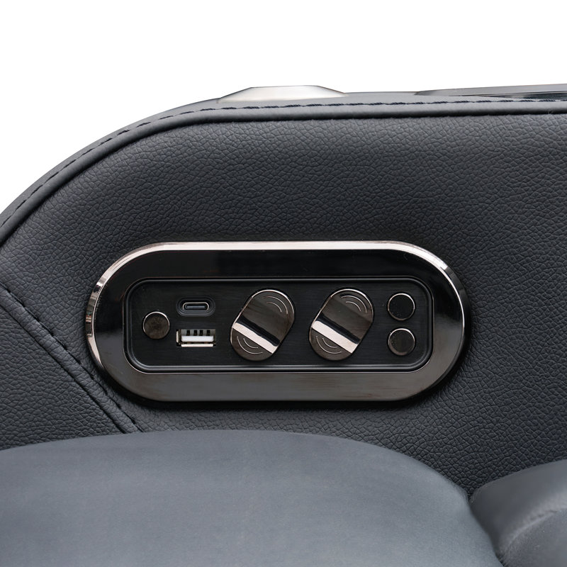 Double fauteuil inclinable de cinéma maison en cuir fleur avec ports USB et de type C, Noir