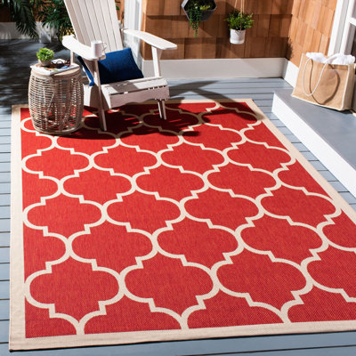 Arneshia Geometric Red/Beige Indoor/Outdoor Area Rug