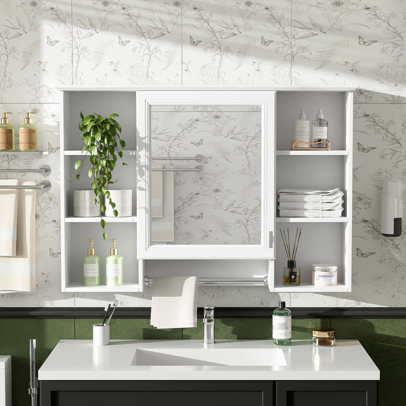 Armoire de toilette murale 42 po 3-en-1, miroir haute définition avec tablette réglable et porte à fermeture en douceur
