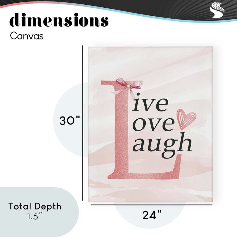 Toile pastel Live Love Laugh, design par Kim Allen, H 30 po x l 24 po