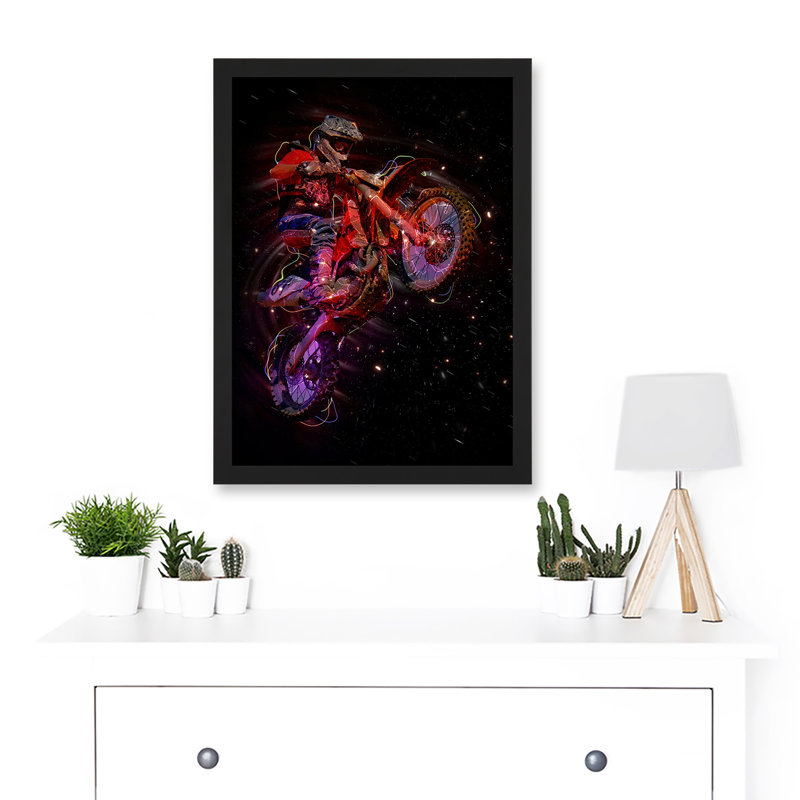 Electric Light Motocross Dirt Bike Artwork Framed  Wall Art Print, 45.5cm H x 33cm W x 2cm D