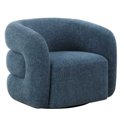  Junie Blue Swivel Barrel Chair