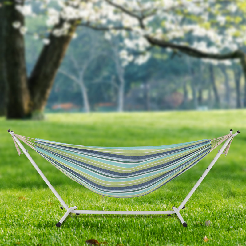 Abelina Double Spreader Bar Hammock with Stand, Green Colour