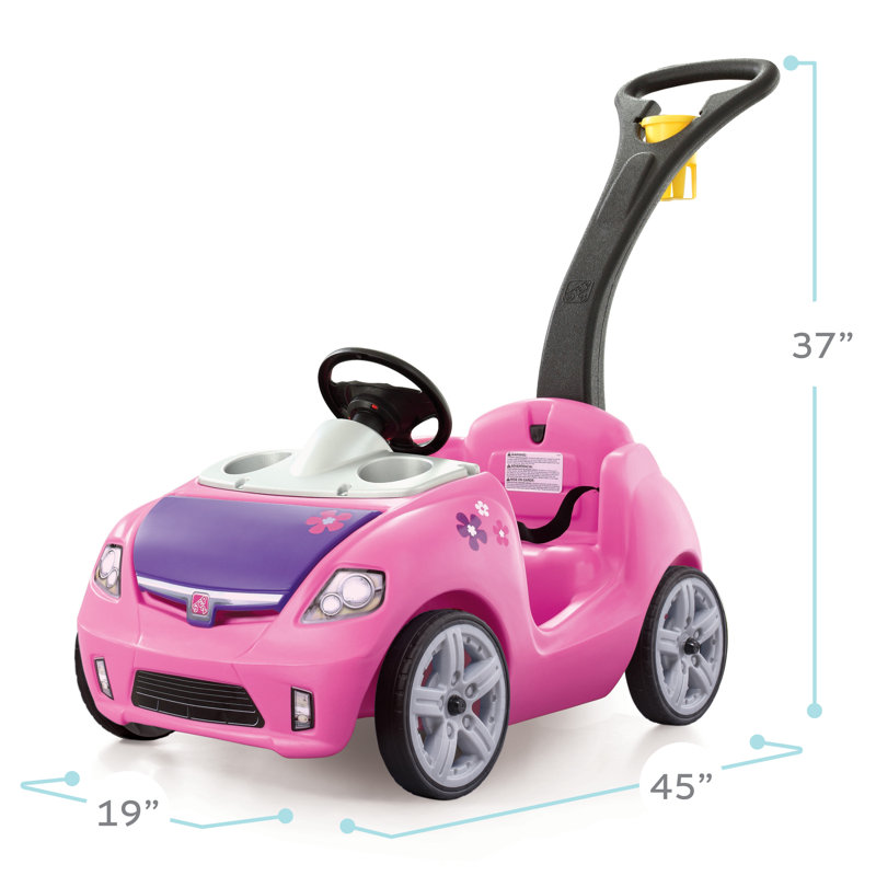 Pink Toddler Push Car with Steering Wheel and Seat Belt