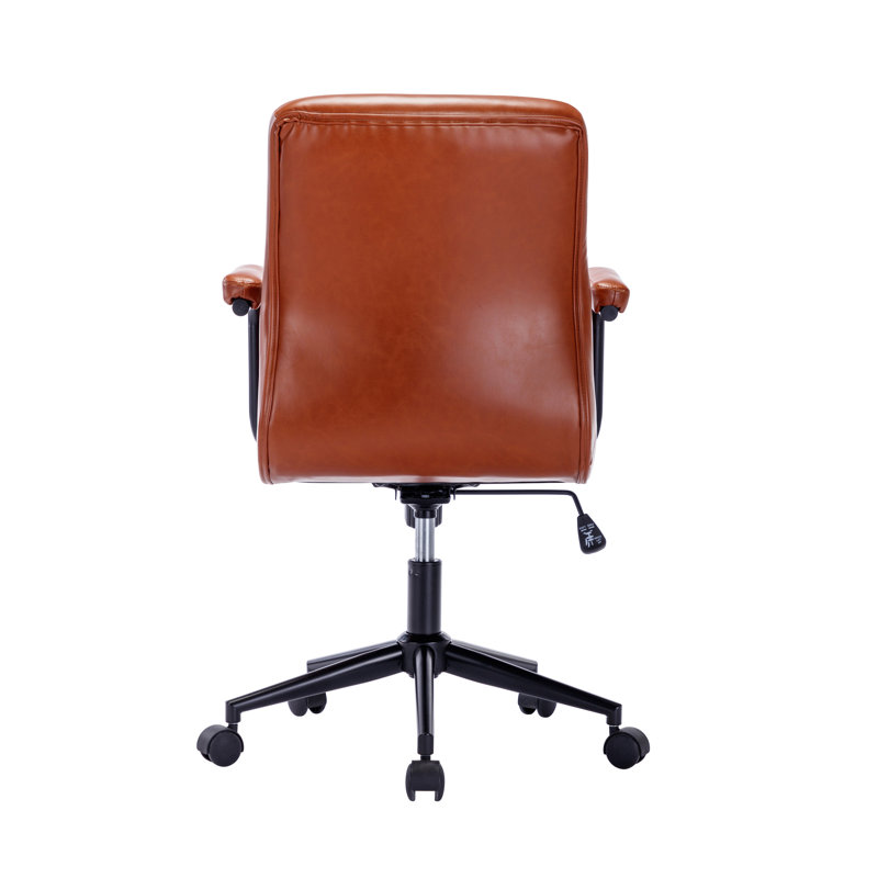 Chaise de bureau en similicuir Edelfriede, Brun