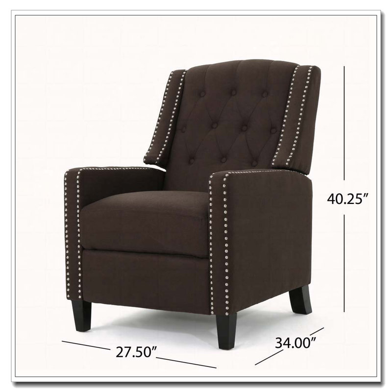 Manual Push Back Recliner Chair, Coffee