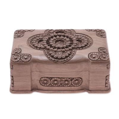 Boîte à bijoux florale en bois