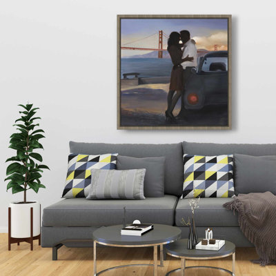 A Loving Couple in San Francisco - Office Bridge Canvas