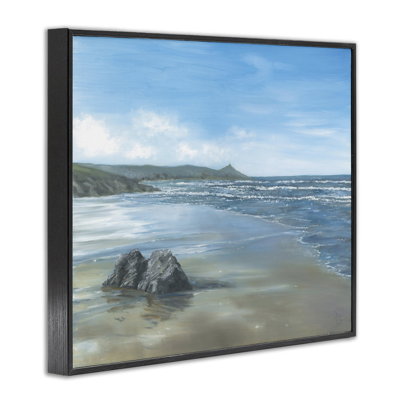 «Jutting Rock on Shore», estampe numérique, conception de Georgie Harrison, Giclée encadrée noir minuit, H 24 po x l 30 po