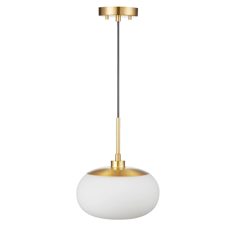 Luminaires suspendus à 1 lumière pour îlot de cuisine avec verre transparent, Finition laiton antique (verre bullé), White
