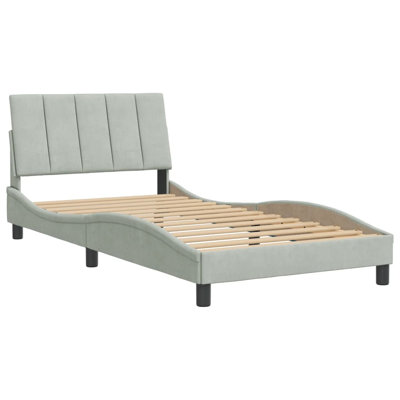 Structure de lit vidaXL sans matelas Hanko gris clair 100x203 cm velours