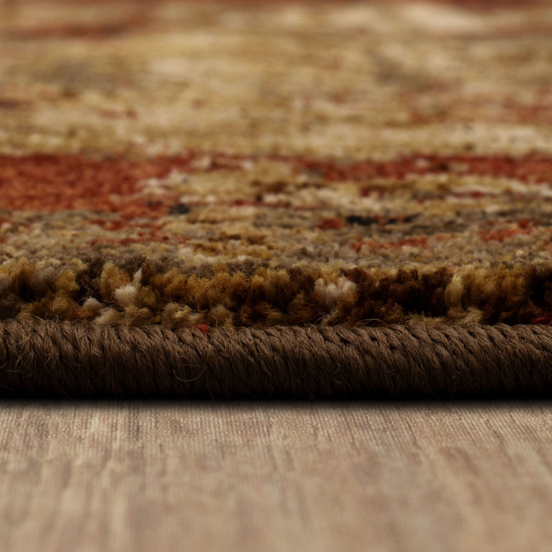 Treviso Gold Abstract 5'3" x 7'10" Machine-Woven Wool Blend Rug
