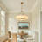 24"/ 31"Dimmable LED Drum Alabaster Chandelier Brass Pendant Lights For Dining Room-917483166-916560377