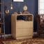 Table de chevet 3 tiroirs l 21,6 po avec station de charge, armoire de chevet cannelée de ferme pour chambre à coucher, profil profilé incurvé-218182487