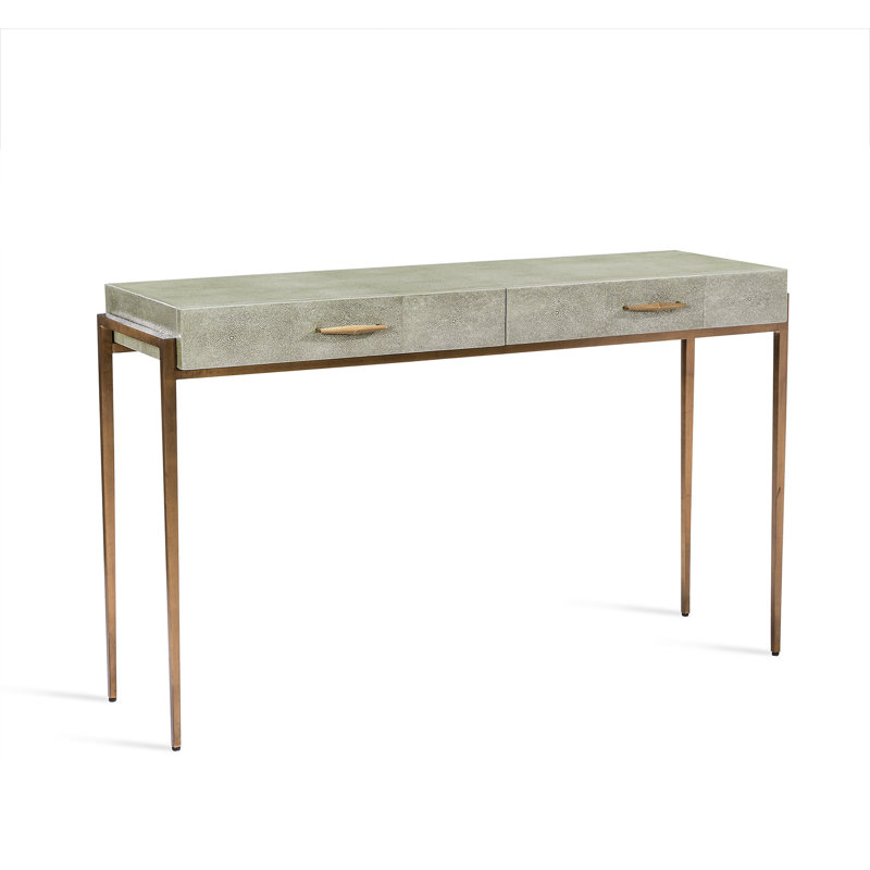 Morand Gray Shagreen & Gold Leaf Console Desk with Drawer