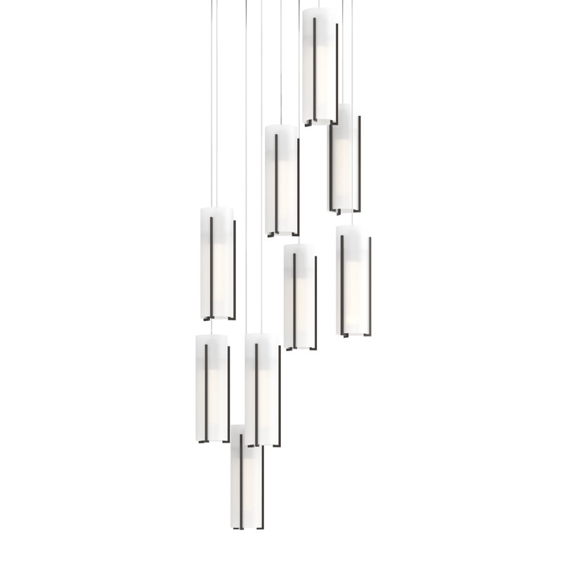 Exos 9 - Light Cylinder Pendant, Bronze, Opal, 13" - 130"