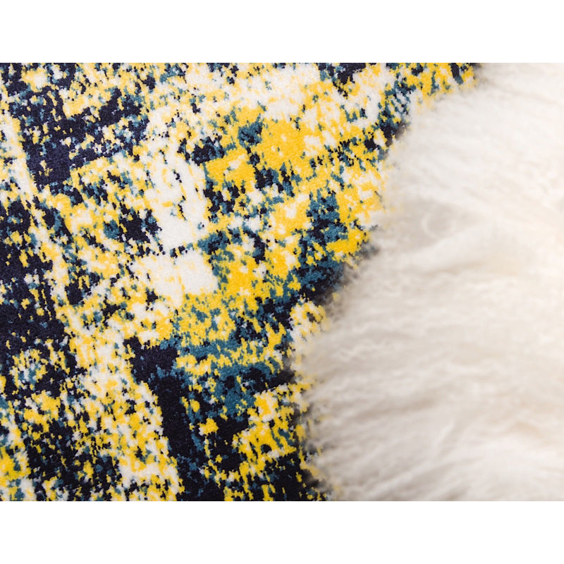 Tapis oriental jaune Oneita, Carré 8 pi