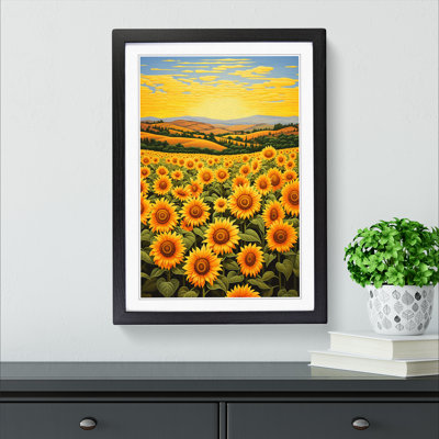Sunflower Colour Field - Single Picture Frame Print on Wood